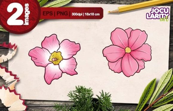 Beautiful Pink Flowers Cartoon Vector: A Designer's Delightful Asset