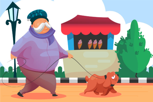 Capturing Timeless Moments with Old Man with His Cute Pet Dog Walking