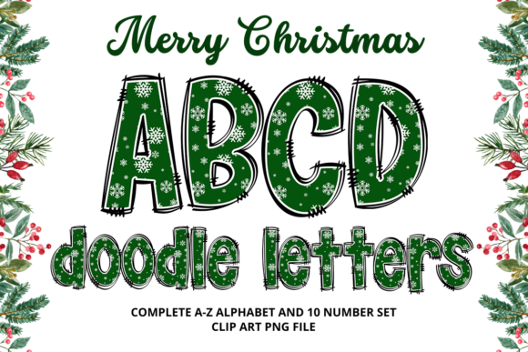 Christmas Doodle Alphabet Sublimation: Festive Design Assets