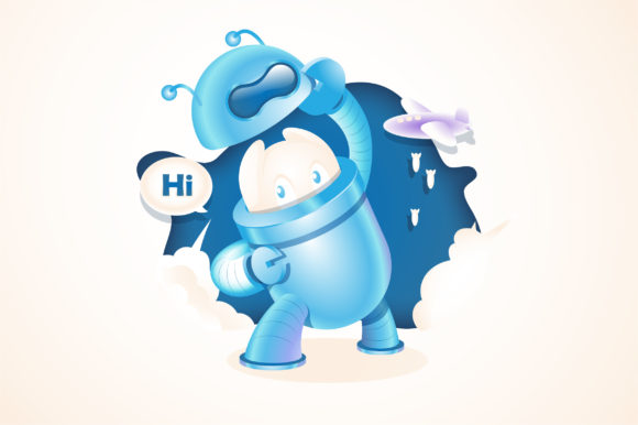 Cute Messaging Robot Illustration: A Timeless Design Asset
