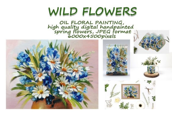 Daisies and Cornflowers: A Versatile Oil Painting for Every Project