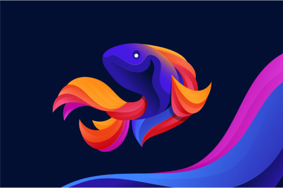 Fantasy Colorful Fish Illustration: A Vibrant Design Asset