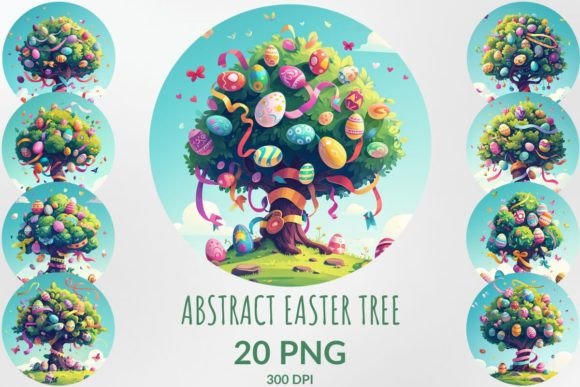 Fresh, Festive & Functional: Abstract Easter Tree Sublimation Clipart