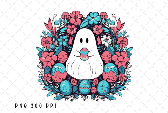 Ghost Easter Eggs Spring Flowers PNG: A Charming Design Asset