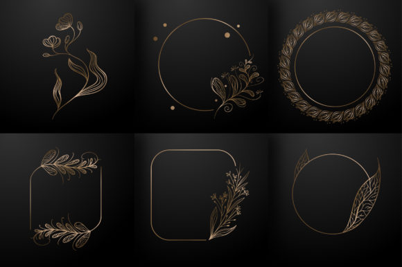 Gold Floral Luxurious Icon Illustration: Your Design Asset