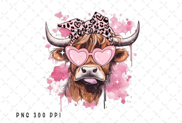 Highland Cow Bow Valentine Western PNG: A Designer's Take