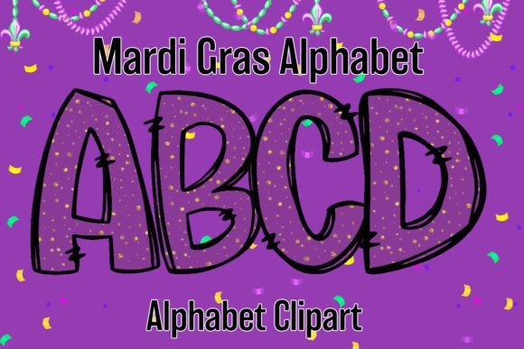 Mardi Gras Alphabet Doodle Sublimation4: A Festive Design Asset