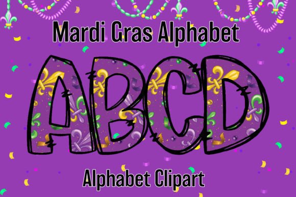 Mardi Gras Alphabet Doodle Sublimation6: A Festive Design Asset
