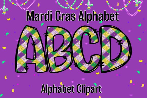 Mardi Gras Alphabet Doodle Sublimation9: Festive Design Assets