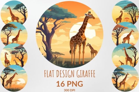 Modern Wildlife Charm: Using Flat Design Giraffe Sublimation