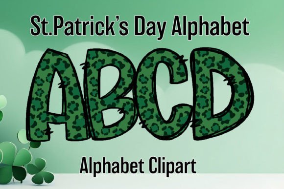 St Patrick's Day Leopard Alphabet Doodle: A Bold Design Asset