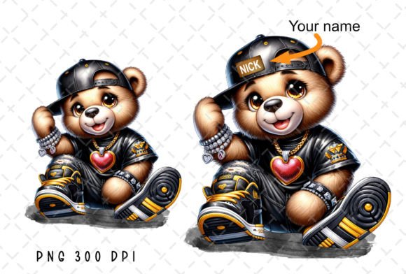 Teddy Bear Hip Hop Brown Cartoon PNG: A Fresh Visual Style