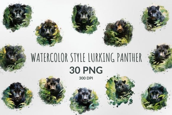 Watercolor Lurking Panther Sublimation: Unleash Jungle Elegance