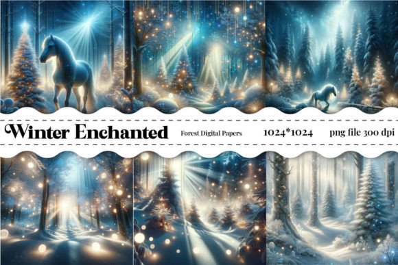Winter Enchanted Forest Digital Papers